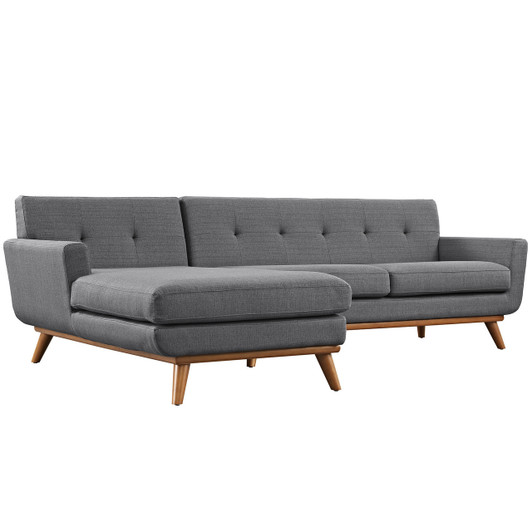Engage Left-Facing Sectional Sofa, Grey, Fabric