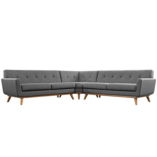 Engage L-Shaped Sectional Sofa, Grey, Fabric