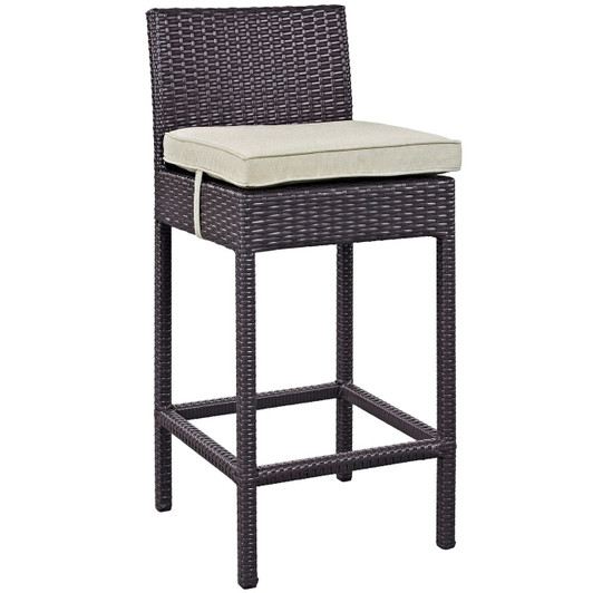 Convene Outdoor Patio Fabric Bar Stool, Beige, Rattan 9621