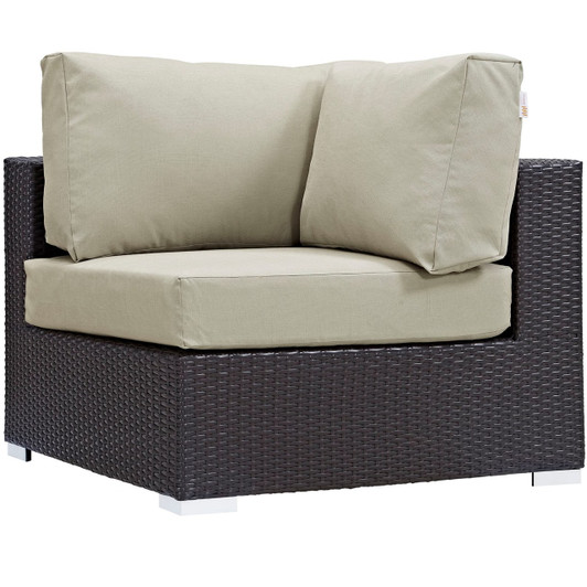 Convene Outdoor Patio Corner, Beige, Rattan 9673