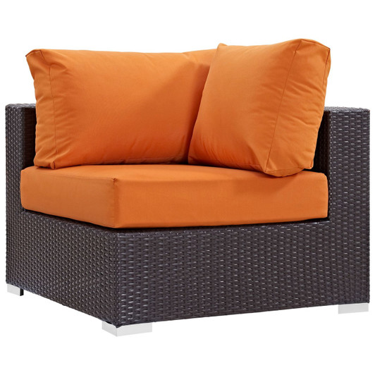 Convene Outdoor Patio Corner, Orange, Rattan 9675