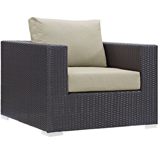 Convene Outdoor Patio Armchair, Beige, Rattan 9869