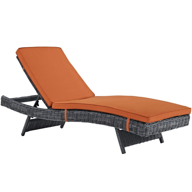 Summon Outdoor Patio Sunbrella Chaise, Orange, Rattan 10015