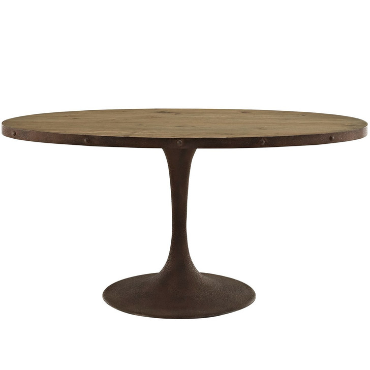 Drive 60" Oval Wood Top Dining Table, Brown, Metal 10033