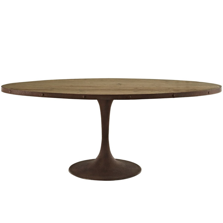 Drive 78" Oval Wood Top Dining Table, Brown, Metal 10035