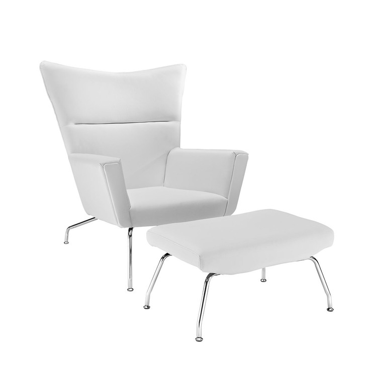 Class Leather Lounge Chair in White