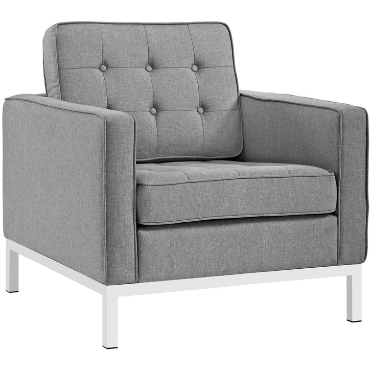 Loft Upholstered Fabric Armchair, Grey, Fabric 10110
