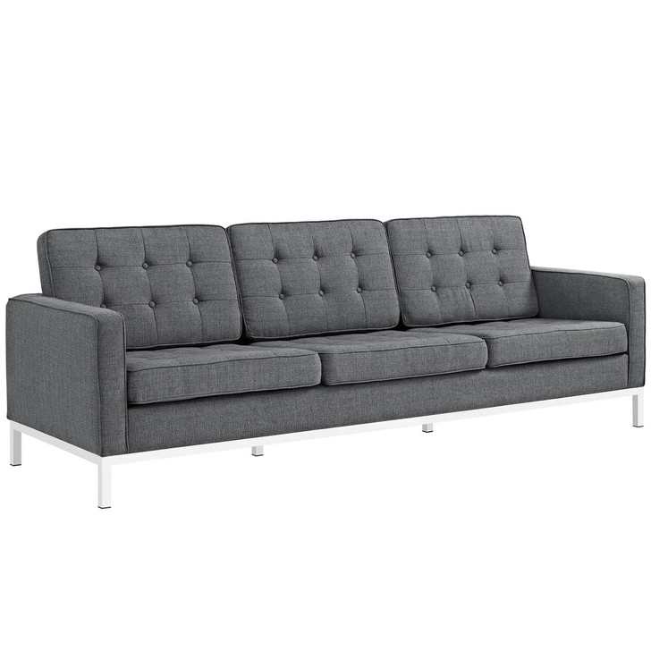 Loft Upholstered Fabric Sofa, Grey, Fabric 10120