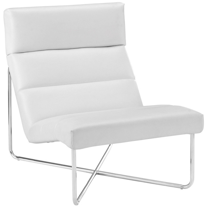 Reach Upholstered Vinyl Lounge Chair, White, Faux Leather 10152