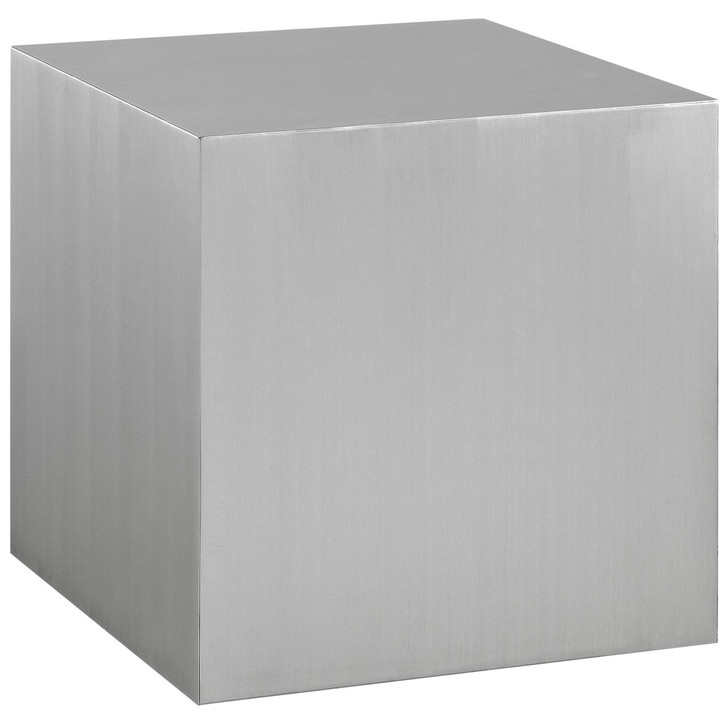 Cast Stainless Steel Side Table, Silver, Metal 10169