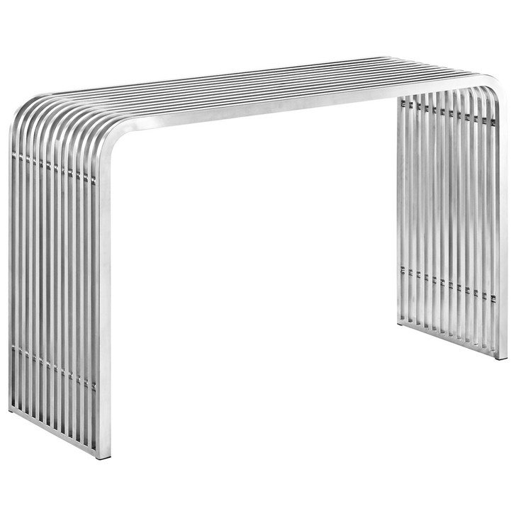 Pipe Stainless Steel Console Table, Silver, Metal 10175