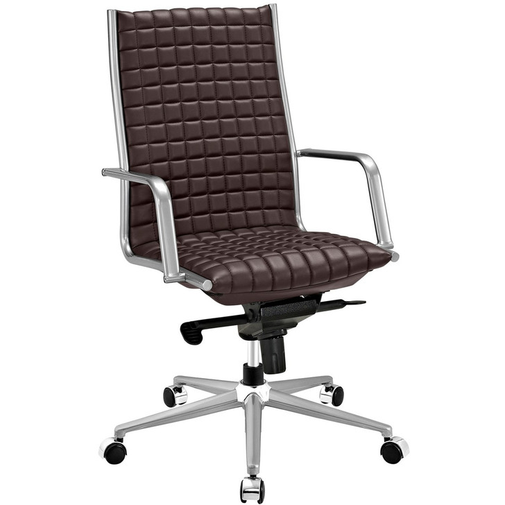 Pattern Highback Office Chair, Brown, Faux Leather 10203