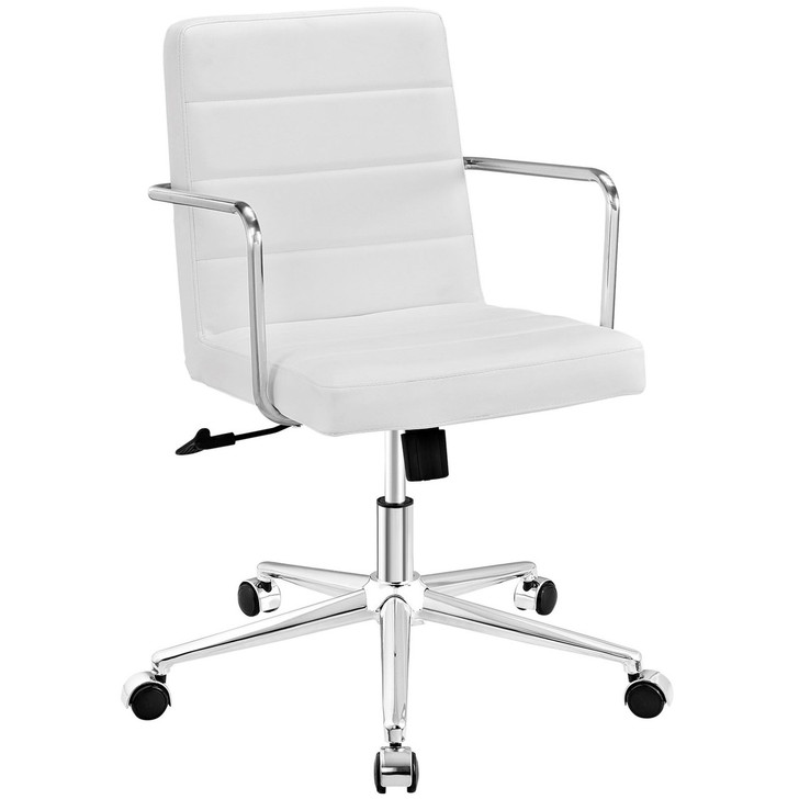 Cavalier Mid Back Office Chair, White, Faux Leather 10217