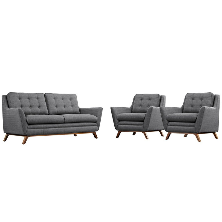 Beguile Armchairs and Sofa Set, Grey, Fabric 10302