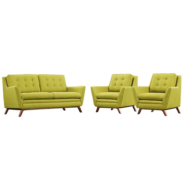 Beguile Armchairs and Sofa Set, Green, Fabric 10306