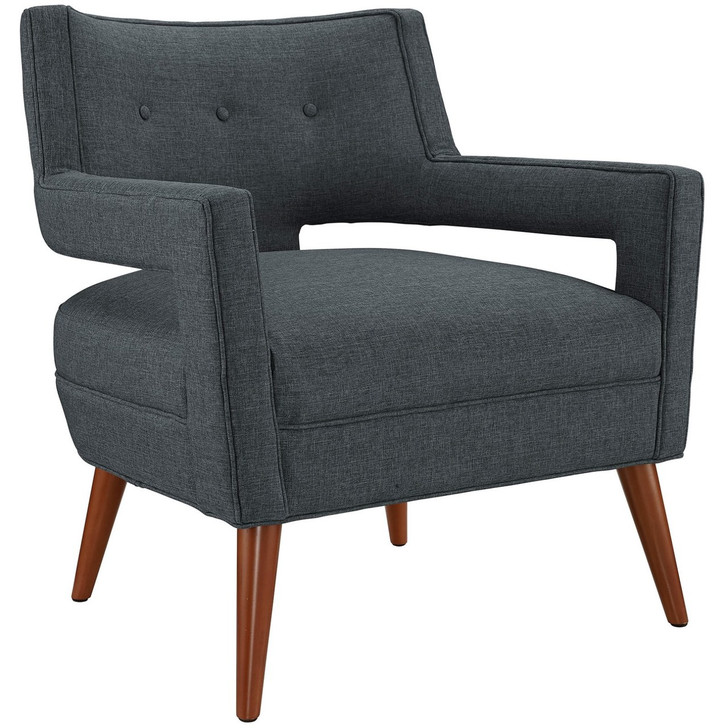 Sheer Upholstered Fabric Armchair, Grey, Fabric 10308