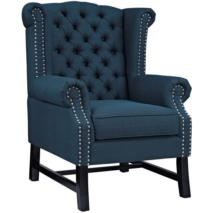 Steer Upholstered Fabric Armchair, Navy, Fabric 10339