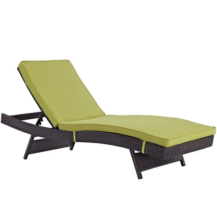 Convene Outdoor Patio Chaise, Green, Rattan 10509