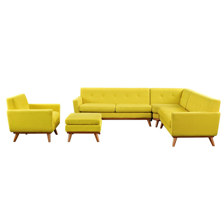 Engage Five PCS Sectional Sofa, Yellow, Fabric 10537