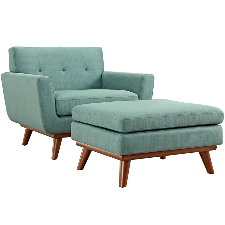 Engage Armchair and Ottoman, Blue, Fabric 10545