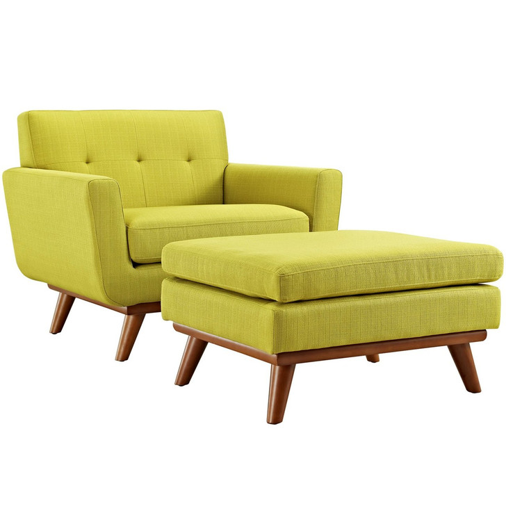 Engage Armchair and Ottoman, Green, Fabric 10548