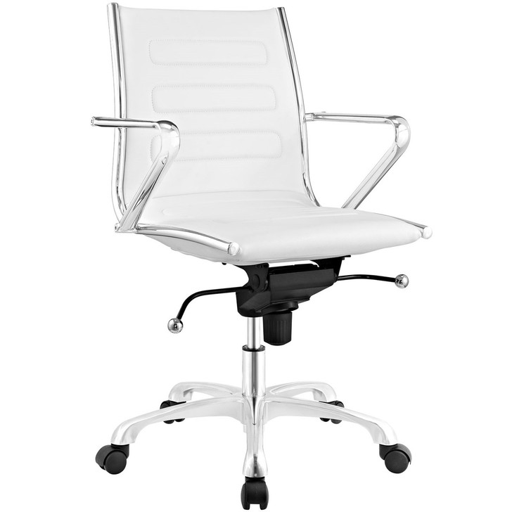 Ascend Mid Back Office Chair, White, Faux Leather 10681