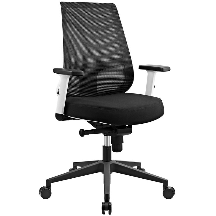 Pump White Frame Fabric Office Chair, Black, Fabric 10683