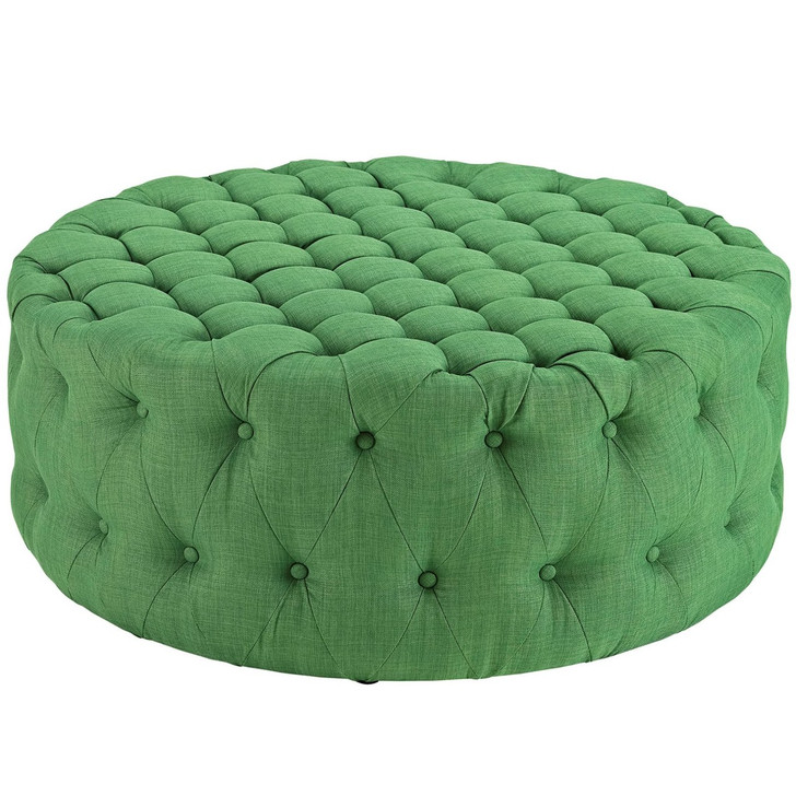 Amour Upholstered Fabric Ottoman, Green, Fabric 10738