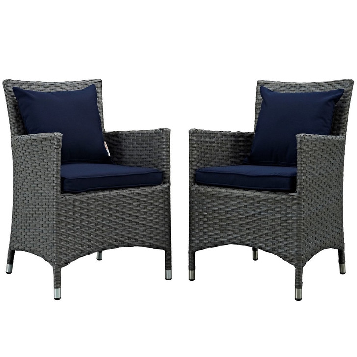 Sojourn Dining Chair ( Set of Two), Navy, Rattan 10823