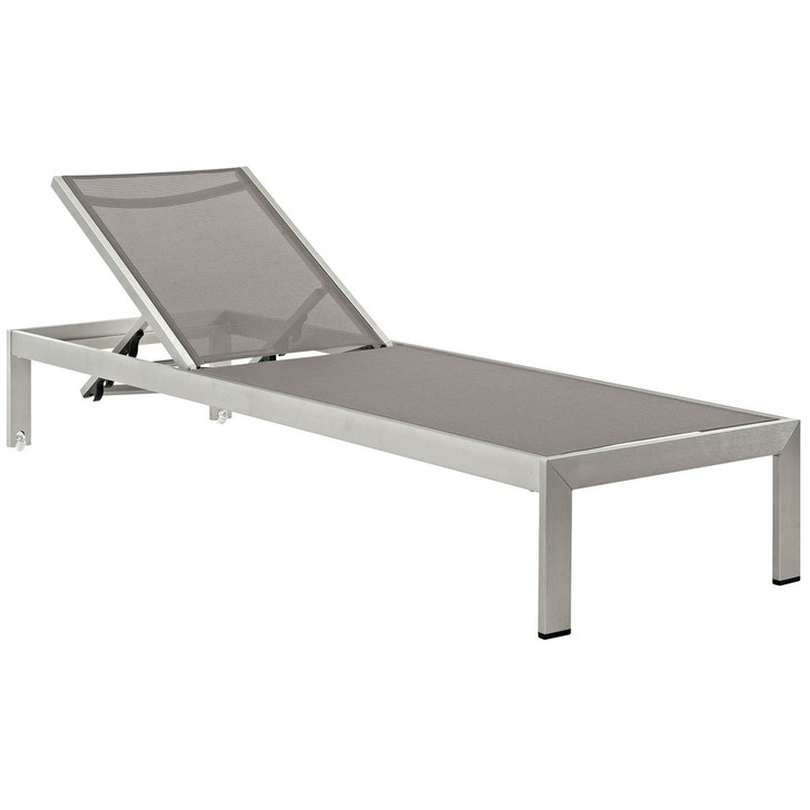 Shore Outdoor Patio Aluminum Mesh Chaise, Grey, Metal 10837