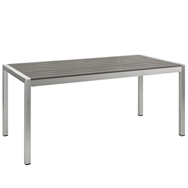 Shore Outdoor Patio Aluminum Dining Table, Grey, Metal 10840