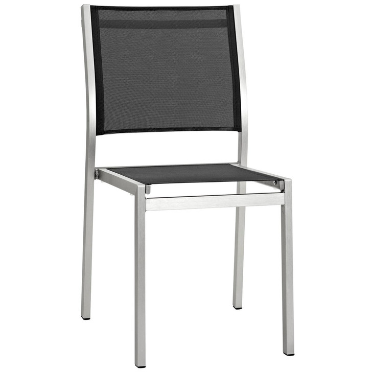 Shore Outdoor Patio Aluminum Side Chair, Black, Metal 10848
