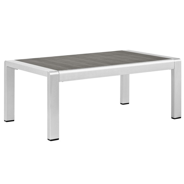 Shore Outdoor Patio Aluminum Coffee Table, Grey, Metal 10875