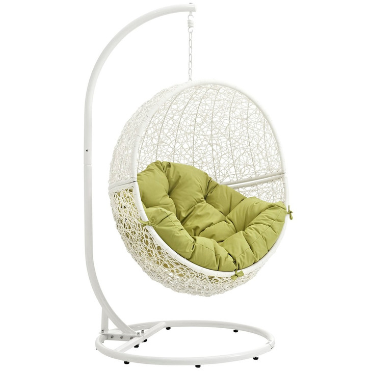 Hide Outdoor Patio Swing Chair With Stand, Green, Rattan 10897