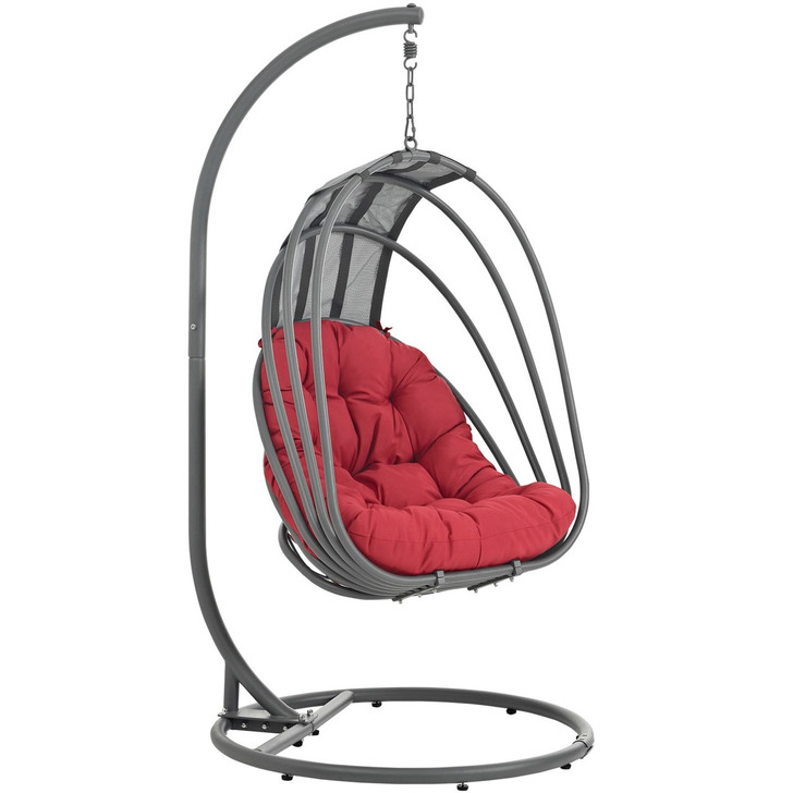 Whisk Outdoor Patio Swing Chair With Stand, Red, Rattan 10907