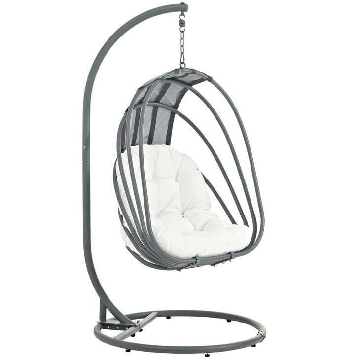 Whisk Outdoor Patio Swing Chair With Stand, White, Rattan 10908