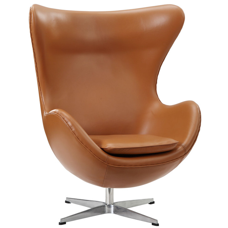 Glove Leather Lounge Chair in Terracotta