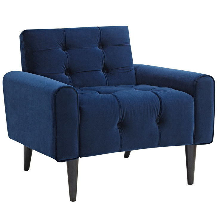 Delve Velvet Armchair, Navy, Fabric 11015