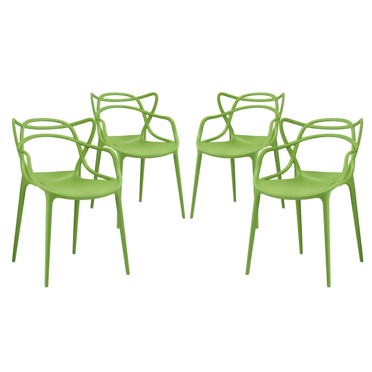 Entangled Dining Set Set of 4, Green, Plastic 11052