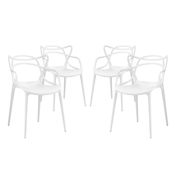 Entangled Dining Set Set of 4, White, Plastic 11054