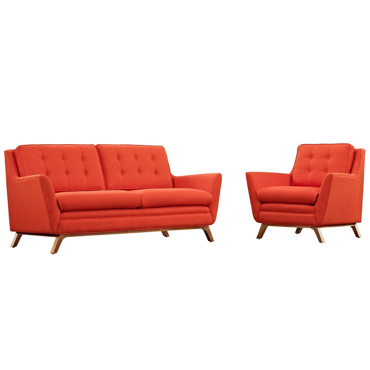 Beguile Living Room Set Upholstered Fabric Set of 2, Red, Fabric 11312