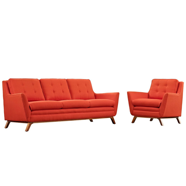 Beguile Living Room Set Upholstered Fabric Set of 2, Red, Fabric 11319