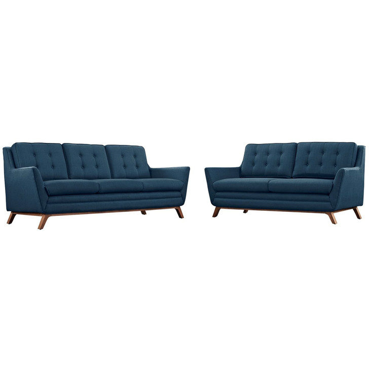 Beguile Living Room Set Upholstered Fabric Set of 2, Navy, Fabric 11327