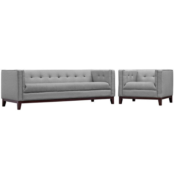 Serve Living Room Set Set of 2, Grey, Fabric 11480