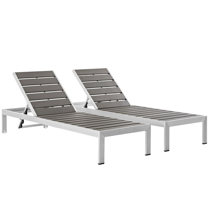 Shore Chaise Outdoor Patio Aluminum, Grey, Metal 11483