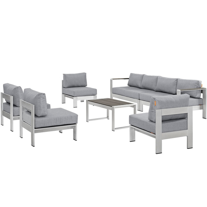 Shore Seven PCS Outdoor Patio Sectional Sofa Set, Grey, Metal 11563