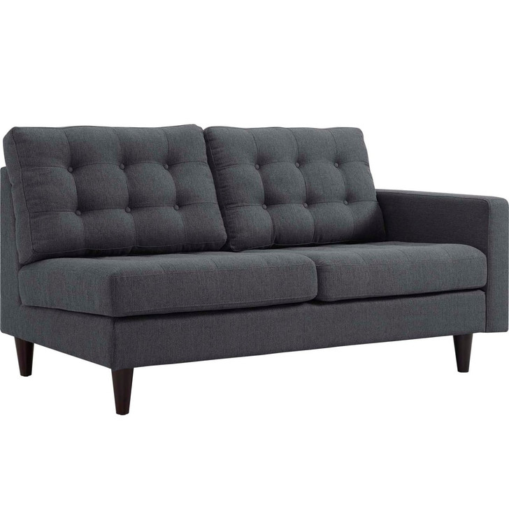 Empress Right-Facing Upholstered Fabric Loveseat, Grey, Fabric 11588