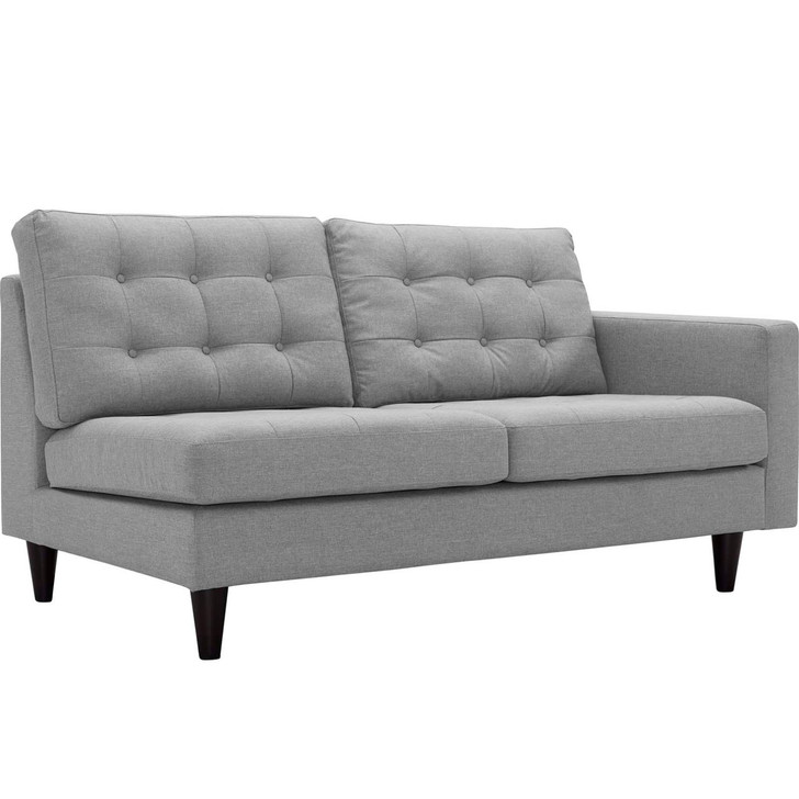 Empress Right-Facing Upholstered Fabric Loveseat, Grey, Fabric 11591