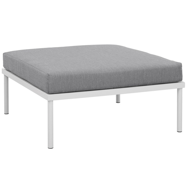 Harmony Outdoor Patio Aluminum Ottoman, Grey, Rattan 11632