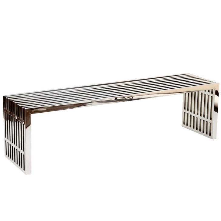 Gridiron Large Bench in Silver